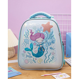 Ранец Комус Класс (№1 School) Basic Русалка анатомический голубой экокожа с двумя отделениями