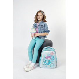 Ранец Комус Класс (№1 School) Basic Русалка анатомический голубой экокожа с двумя отделениями