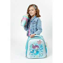 Ранец Комус Класс (№1 School) Basic Русалка анатомический голубой экокожа с двумя отделениями