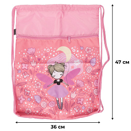 Мешок для сменной обуви Комус Класс Фея 360х470 мм розовый с карманом