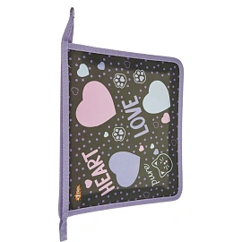 Папка для тетрадей Комус Класс Heart А5 пластик с 1 отделением на молнии