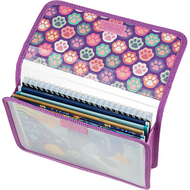 Папка для тетрадей Комус Класс Лапки А5 картон/пластик с 1 отделением липучка