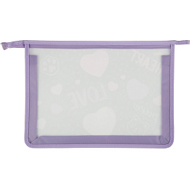 Папка для тетрадей Комус Класс Heart А4 пластик с 1 отделением на молнии