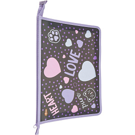Папка для тетрадей Комус Класс Heart А4 пластик с 1 отделением на молнии