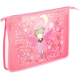 Папка для тетрадей Комус Класс Фея А4 пластик с 1 отделением на молнии