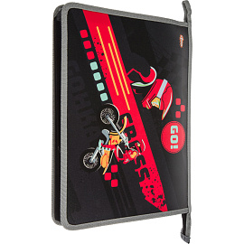 Папка для тетрадей Комус Класс Motocross А4 пластик с 1 отделением на молнии