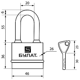 Замок навесной всепогодный Булат ВС 3-Н45-01 ПЛ 5 класс 46 мм черный