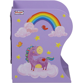 Подставка для книг Комус Класс Волшебный Единорог металлическая фиолетовая