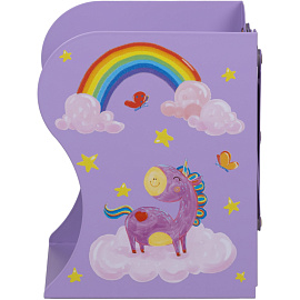 Подставка для книг Комус Класс Волшебный Единорог металлическая фиолетовая