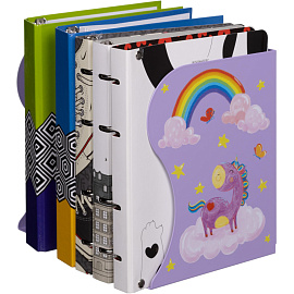 Подставка для книг Комус Класс Волшебный Единорог металлическая фиолетовая