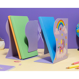 Подставка для книг Комус Класс Волшебный Единорог металлическая фиолетовая