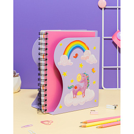 Подставка для книг Комус Класс Волшебный Единорог металлическая фиолетовая