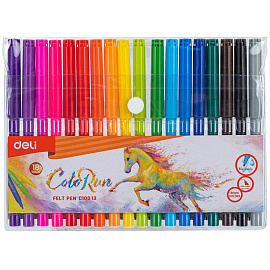 Фломастеры Deli ColoRun 18 цветов с вентилируемыми колпачками смываемые (EC10013)
