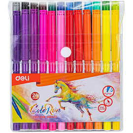 Фломастеры Deli ColoRun 24 цвета с вентилируемыми колпачками смываемые (EC10023)