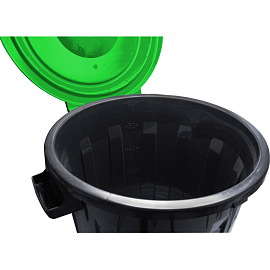 Бак для мусора и отходов 60 л с крышкой пластик черный/зеленый (55x53x53 см)