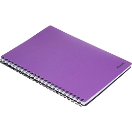Бизнес-тетрадь Комус Classic А5 100 листов фиолетовая в клетку на спирали (210х150 мм)