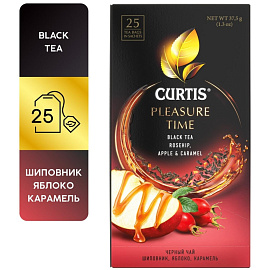Чай черный Curtis Pleasure Time 25 сашет (шиповник, карамель, яблоко)