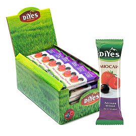 Батончик мюсли DiYes Лесная ягода без сахара (36 штук по 25 г)