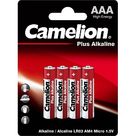 Батарейка ААА мизинчиковая Camelion Plus Alkaline блистер (4 штуки в упаковке)