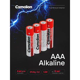 Батарейка ААА мизинчиковая Camelion Plus Alkaline блистер (4 штуки в упаковке)