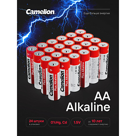 Батарейка АА пальчиковая Camelion Plus Alkaline (24 штуки в упаковке) фото Батарейка АА пальчиковая Camelion Plus Alkaline (24 штуки в упаковке)