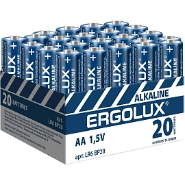 Батарейка AA пальчиковая Ergolux Alkaline (20 штук в упаковке)