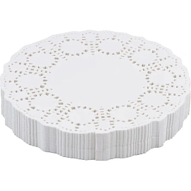 Салфетки ажурные бумажные Гуслица круглые 12x12 см белые (250 листов в пачке) фото Салфетки ажурные бумажные Гуслица круглые 12x12 см белые (250 листов в пачке)