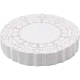 Салфетки ажурные бумажные Гуслица круглые 16x16 см белые (250 листов в пачке)