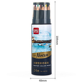 Карандаши акварельные Deli Arte Nuevo круглые 24 цвета с кистью в наборе