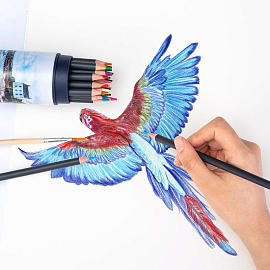 Карандаши акварельные Deli Arte Nuevo круглые 24 цвета с кистью в наборе