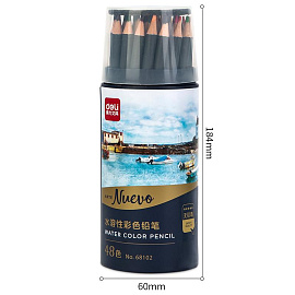Карандаши акварельные Deli Arte Nuevo круглые 48 цветов с кистью в наборе