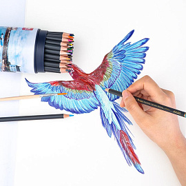 Карандаши акварельные Deli Arte Nuevo круглые 48 цветов с кистью в наборе