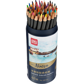 Карандаши акварельные Deli Arte Nuevo круглые 48 цветов с кистью в наборе