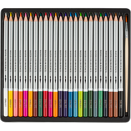 Карандаши акварельные Deli шестигранные 24 цвета с кистью в наборе