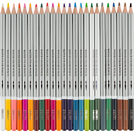 Карандаши акварельные Deli шестигранные 24 цвета с кистью в наборе