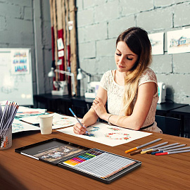 Карандаши акварельные Deli шестигранные 24 цвета с кистью в наборе