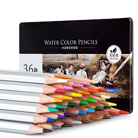 Карандаши акварельные Deli шестигранные 36 цветов с кистью в наборе