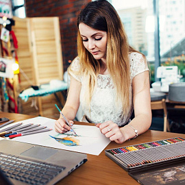 Карандаши акварельные Deli шестигранные 36 цветов с кистью в наборе