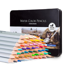 Карандаши акварельные Deli шестигранные 48 цветов с кистью в наборе