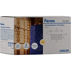 Гирлянда светодиодная Feron сетка теплый белый свет 240 светодиодов (2x2 м)