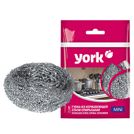 Губка-мочалка для посуды York Мини металлическая 6x6 см 18 г