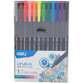 Набор линеров Deli Linkus 12 цветов (толщина линии 0.45 мм)