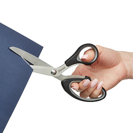 Ножницы 212 мм Комус с пластиковыми прорезиненными анатомическими ручками черного/серого цвета