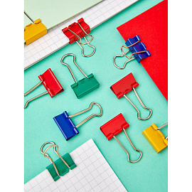 Зажимы для бумаг Комус 19 мм цветные (48 штук в упаковке)