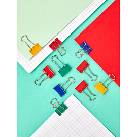 Зажимы для бумаг Комус 19 мм цветные (48 штук в упаковке)