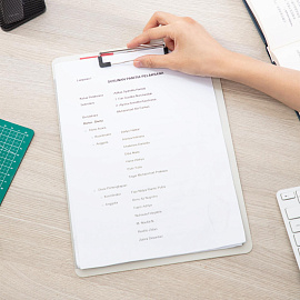 Папка-планшет с зажимом Deli А4 пластиковая серая с линейкой