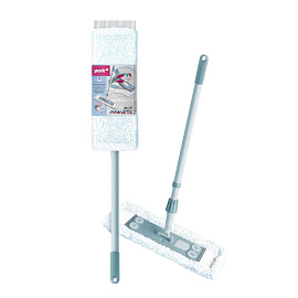 Швабра флаундер (плоская) York Magnetic насадка микрофибра 41x8 см телескопическая рукоятка 145 см металл/пластик