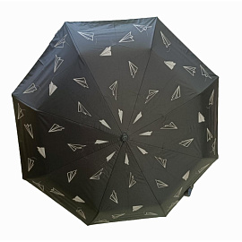Зонт автомат Самолетики черный (HD-U28 black)