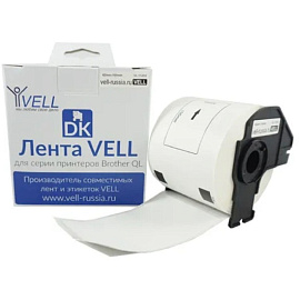 Картридж Vell VL-B-DK 22223 для принтера этикеток Brother (50 мм x 30.48 м, цвет ленты белый, шрифт черный)