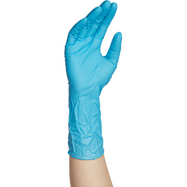 Перчатки медицинские смотровые нитриловые Benovy текстурированные нестерильные неопудренные размер S (6.5-7) голубые (50 пар/100 штук в упаковке)